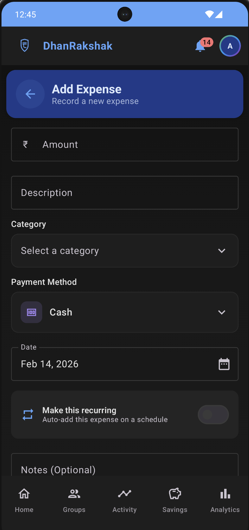 Smart Expense Tracking screenshot